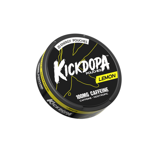 Kickdopa Lemon 100mg caffeine pouch can closed