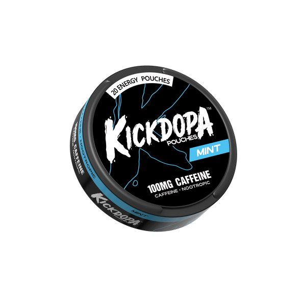 Kickdopa Mint 100mg caffeine pouch can closed