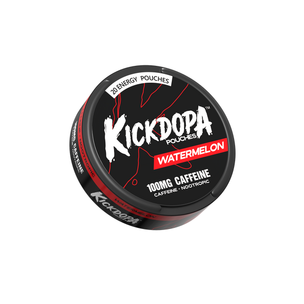 Kickdopa Watermelon 100mg caffeine pouch can closed